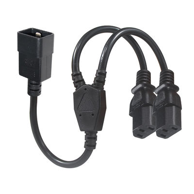 Outlet Y Splitter Power Socket Extension Cable C20 Macho para 2X C13 Conector Feminino 0,75Mm 1,0Mm