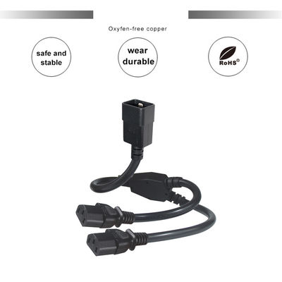 C20 para Cabo Divisor de Energia Duplo C13 6 pés 250V PVC Preto