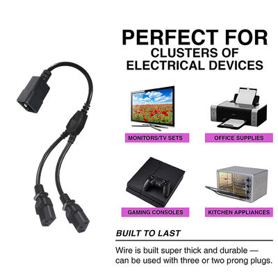 Outlet Y Splitter Power Socket Extension Cable C20 Macho para 2X C13 Conector Feminino 0,75Mm 1,0Mm