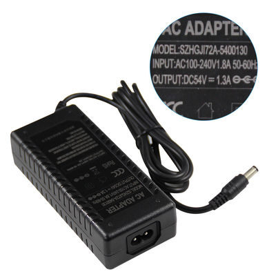 54V 1.3A Jack portátil de comutação 55Mmx21mm Adaptador de alimentação DC Entrada 100-240V Ac 50-60Hz