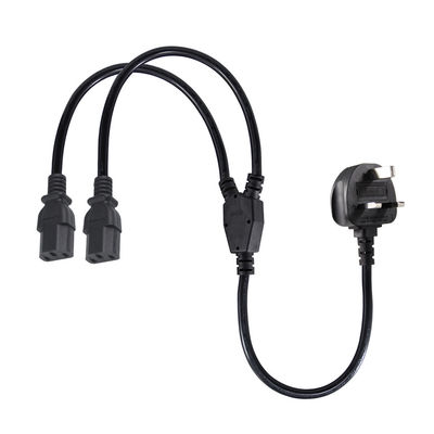 Cable de extensão de ramificação Y aprovado pelo BSI Reino Unido 3Pin para IEC C13 cabo de alimentação de tomada feminina