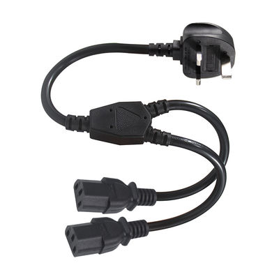Cable de extensão de ramificação Y aprovado pelo BSI Reino Unido 3Pin para IEC C13 cabo de alimentação de tomada feminina