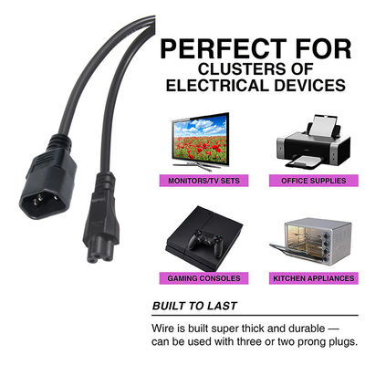 Negro C5 a C14 Conector Wire Electronic Pc Computador Potência 0,75Mm Iec Plug Cable