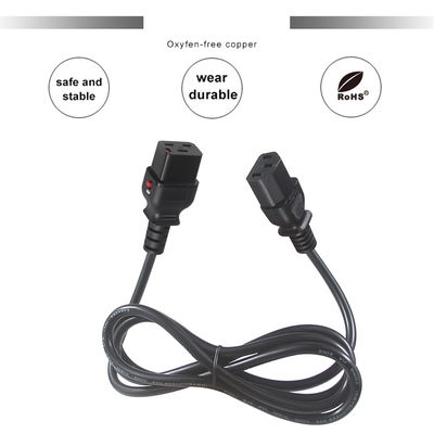 KUNCAN 14Awg 16A Cordão de extensão de energia fechadura europeia C19 para C13 conector Iec 60320 320 Plug