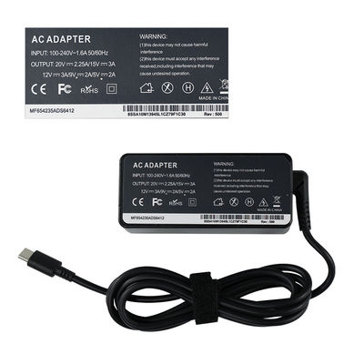 Adaptador de alimentação para computador de escritório Tipo-C PD 45W Carregador de computador portátil 20V 2.25A MAX