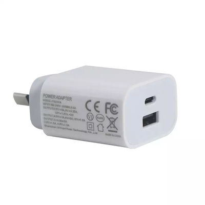 SAA Adaptador USB-C 1A+1C Port QC2.0 Carregamento rápido PD Carregador 20W