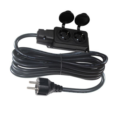 EU 3pin Male Plug To 2 X EU 3pin Female Sockets França 1 a 2 cabo de extensão para dispositivos múltiplos