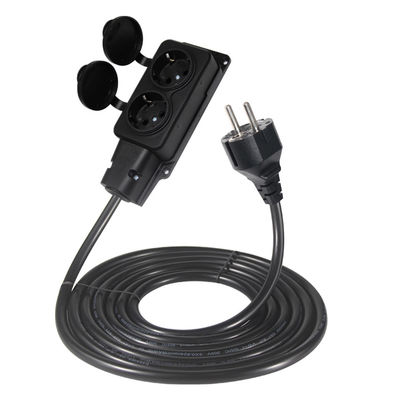 EU 3pin Male Plug To 2 X EU 3pin Female Sockets França 1 a 2 cabo de extensão para dispositivos múltiplos