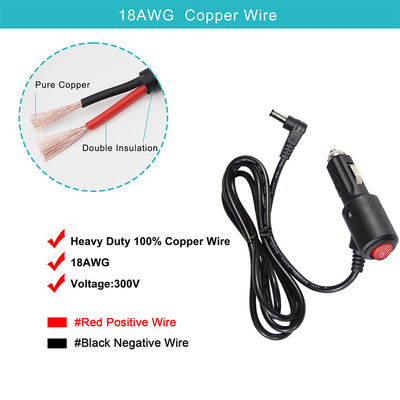 15A Fuse Cigarette Lighter Extensão para ângulo direito DC 2.1MM Jack Cigar Cable