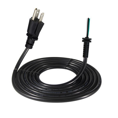 NEMA 5-15P 3-Prong AC Power Cord 250V 13A Cablagem aberta