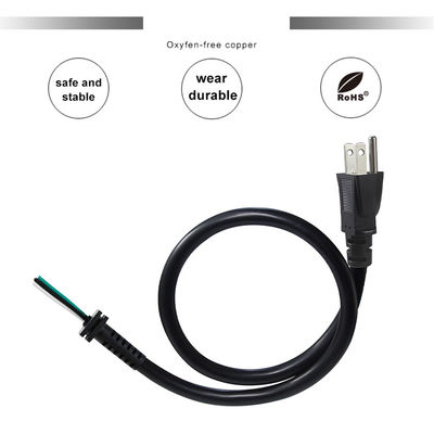 NEMA 5-15P 3-Prong AC Power Cord 250V 13A Cablagem aberta