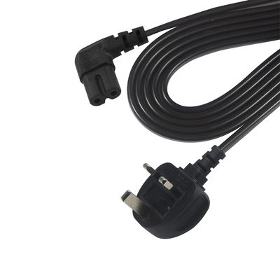BS Computador Cable AC ângulo direito C7 Extensão padrão 3 fio 10A 250V cabo de alimentação britânico com PVC Jacket e IEC Female End Tipo
