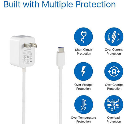36W Tipo C Fim América do Norte 12V Carregador USB-C para carregamento rápido 1,2M Comprimento e entrada AC 100-240V
