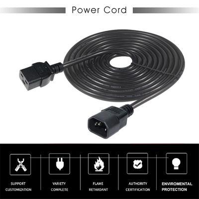 PDU UPS Extensão IEC C14 macho para IEC C19 cabo de alimentação feminino 16A
