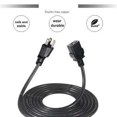 3 pin Sjt com cabo Sjtw Iec 320 C19 para Nema 5-15p 3Pin Lock Ac Extensão 5Ft 6Ft
