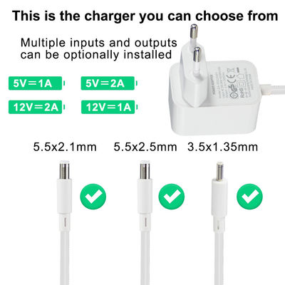 1m comprimento eléctrico 2000Ma Dc Power Cee716 Plug 12V 2A Adaptador AC montado na parede com sobrecarga e proteção contra curto-circuito