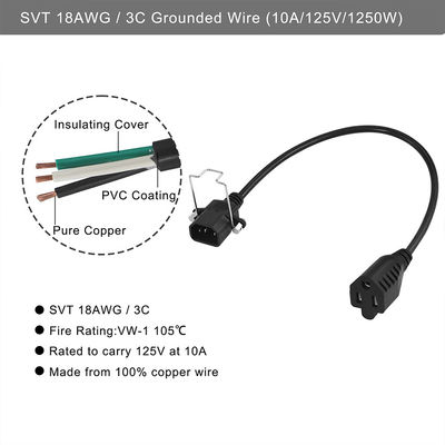 16Awg Nema 515R para Iec320 Iec C14 America Plug Pvc Usa Cordão de alimentação padrão
