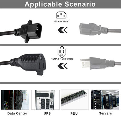 16Awg Nema 515R para Iec320 Iec C14 America Plug Pvc Usa Cordão de alimentação padrão