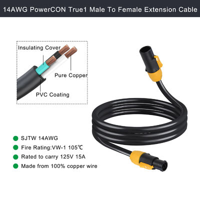 Cable PowerCON 3FT 14AWG PowerCon True1 Extension cable de homem para mulher exterior 20A à prova d'água para luz de palco