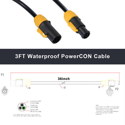 Cable PowerCON 3FT 14AWG PowerCon True1 Extension cable de homem para mulher exterior 20A à prova d'água para luz de palco