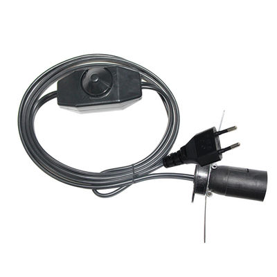 Preto 0,75 mm CEE7/16 Plug Eu Extension Power Cord E27 E 27 Socket de luz pendente com interruptor de dimmer