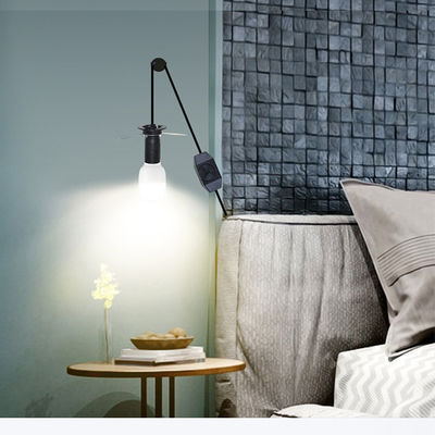 Preto 0,75 mm CEE7/16 Plug Eu Extension Power Cord E27 E 27 Socket de luz pendente com interruptor de dimmer