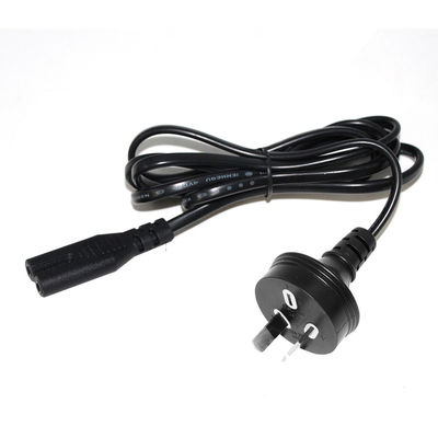 AU 2P Plug to IEC60320 C7 Power Cord SAA Certificado 250V 7.5A Flat Cable PVC Jacket Pure Copper para Laptop/Eletrodoméstico