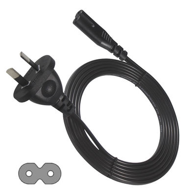 AU 2P Plug to IEC60320 C7 Power Cord SAA Certificado 250V 7.5A Flat Cable PVC Jacket Pure Copper para Laptop/Eletrodoméstico