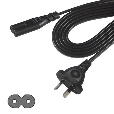 AU 2P Plug to IEC60320 C7 Power Cord SAA Certificado 250V 7.5A Flat Cable PVC Jacket Pure Copper para Laptop/Eletrodoméstico