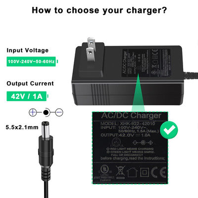 Adaptador de scooter de carregamento rápido de 100-240V AC para DC 12V/24V com proteção contra sobrecarga para scooters elétricos / bicicletas elétricas / dispositivos de mobilidade