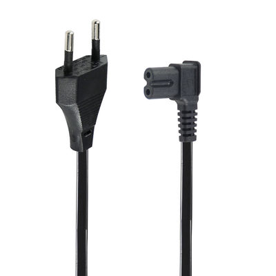 Cabo de alimentação C7 de 2 pin a ângulo UE para computador portátil/monitor/TV VDE Material de isolamento homologado PVC/borracha