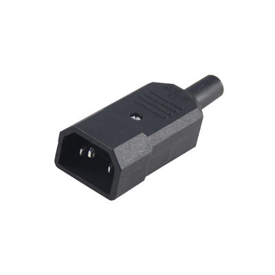 Cordão de conector de energia de alta corrente de três pontas IEC 60320 C14 com retardador de chama V0 para racks de servidores / cabos de alimentação de computadores 10A 250V 105 °C