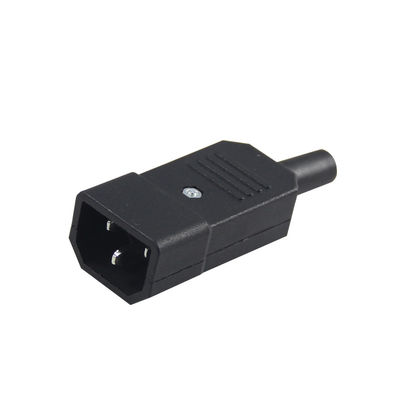Cordão de conector de energia de alta corrente de três pontas IEC 60320 C14 com retardador de chama V0 para racks de servidores / cabos de alimentação de computadores 10A 250V 105 °C