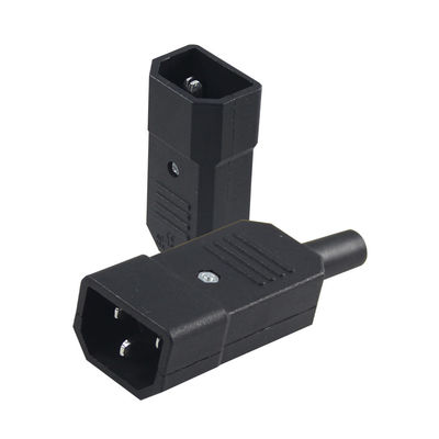 Cordão de conector de energia de alta corrente de três pontas IEC 60320 C14 com retardador de chama V0 para racks de servidores / cabos de alimentação de computadores 10A 250V 105 °C