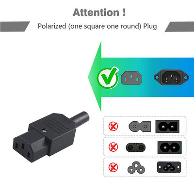 Premium Heavy Duty 18AWG 3 Prong IEC 60320 C13 Cordão de alimentação para monitor de servidor de computador, 250V 10A 3M com PVC flexível certificado CE RoHS
