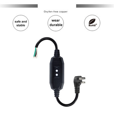 Cabos de alimentação de carga pesada de grau industrial 18AWG NEMA 5-15P com proteção RCD e terminações de fio nu para máquinas/aparelhos domésticos