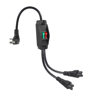 Premium Heavy Duty Right Angle NEMA 5-15P para Dual IEC C5 Power Splitter com Switch para Home Office Electronics 125V 10A