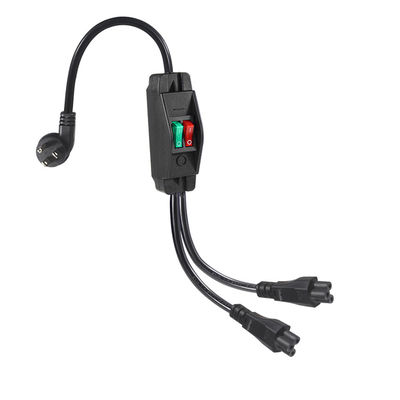Premium Heavy Duty Right Angle NEMA 5-15P para Dual IEC C5 Power Splitter com Switch para Home Office Electronics 125V 10A