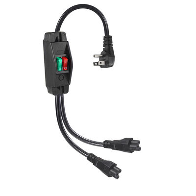 Premium Heavy Duty Right Angle NEMA 5-15P para Dual IEC C5 Power Splitter com Switch para Home Office Electronics 125V 10A