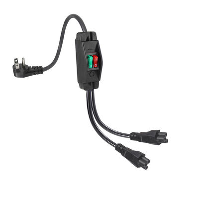 Premium Heavy Duty Right Angle NEMA 5-15P para Dual IEC C5 Power Splitter com Switch para Home Office Electronics 125V 10A