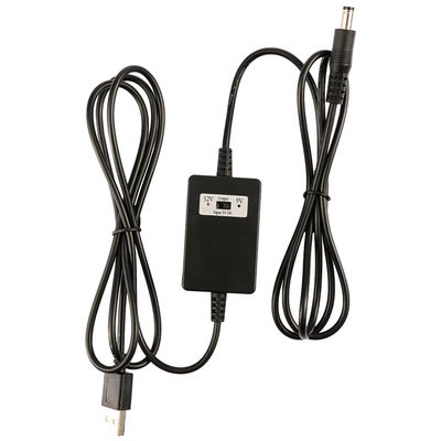 USB A macho a DC5.5*2.1mm Voltage Step Up Cable 5V a 9V/12V Converter para dispositivos de alimentação com proteção contra sobrecarga