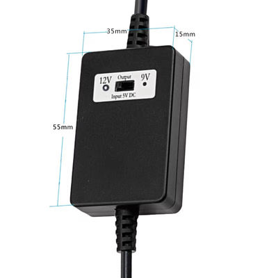 USB A macho a DC5.5*2.1mm Voltage Step Up Cable 5V a 9V/12V Converter para dispositivos de alimentação com proteção contra sobrecarga