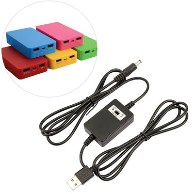 USB A macho a DC5.5*2.1mm Voltage Step Up Cable 5V a 9V/12V Converter para dispositivos de alimentação com proteção contra sobrecarga