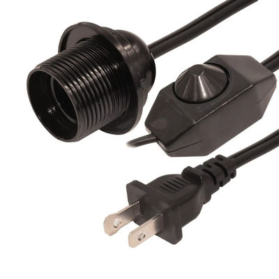 Cable de adaptador de tomada resistente à chama durável com tomada de lâmpada E26 e interruptor de atenuação em linha, NEMA 1-15P para conversor E26