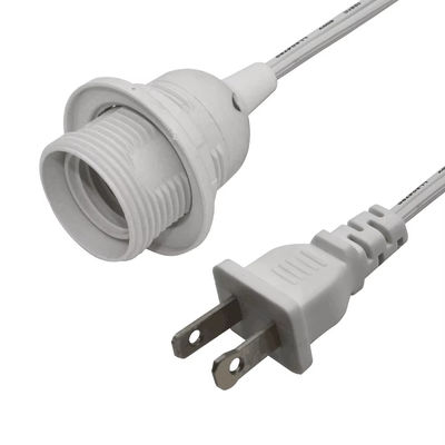 Cable de adaptador de tomada resistente à chama durável com tomada de lâmpada E26 e interruptor de atenuação em linha, NEMA 1-15P para conversor E26
