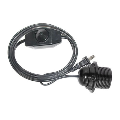 Cable de adaptador de tomada resistente à chama durável com tomada de lâmpada E26 e interruptor de atenuação em linha, NEMA 1-15P para conversor E26