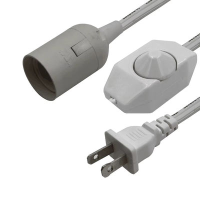 NEMA 1-15P para E27 Cabo de conversão com interruptor de dimmer ajustável para tomada de três pontas do suporte da lâmpada 15A 250V
