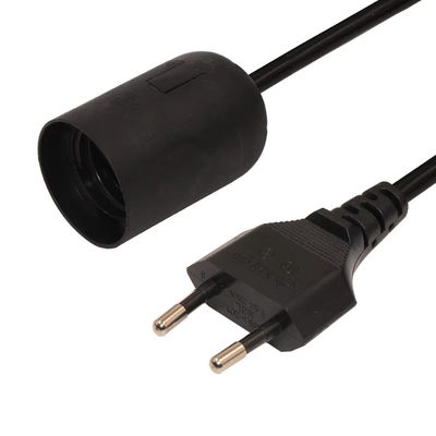 Cable durável para porta de lâmpadas UE E27 com interruptor 303 e tomada de duas pontas para iluminação interna/externa - certificado CE (220-240V)