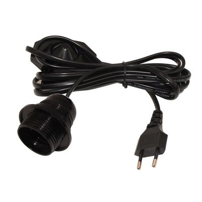 Cable regulado para porta de lâmpadas UE E26 com interruptor rotativo de dimmer para iluminação doméstica, 250V 4A certificado CE (preto)
