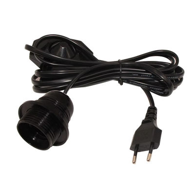 Cable regulado para porta de lâmpadas UE E26 com interruptor rotativo de dimmer para iluminação doméstica, 250V 4A certificado CE (preto)